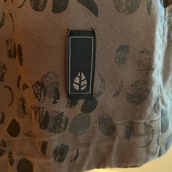 LODEN Khaki Abstract Print Hood Zip Front Jacket 3/4 Sleeve Artsy Layer Canada - Picture 6 of 16